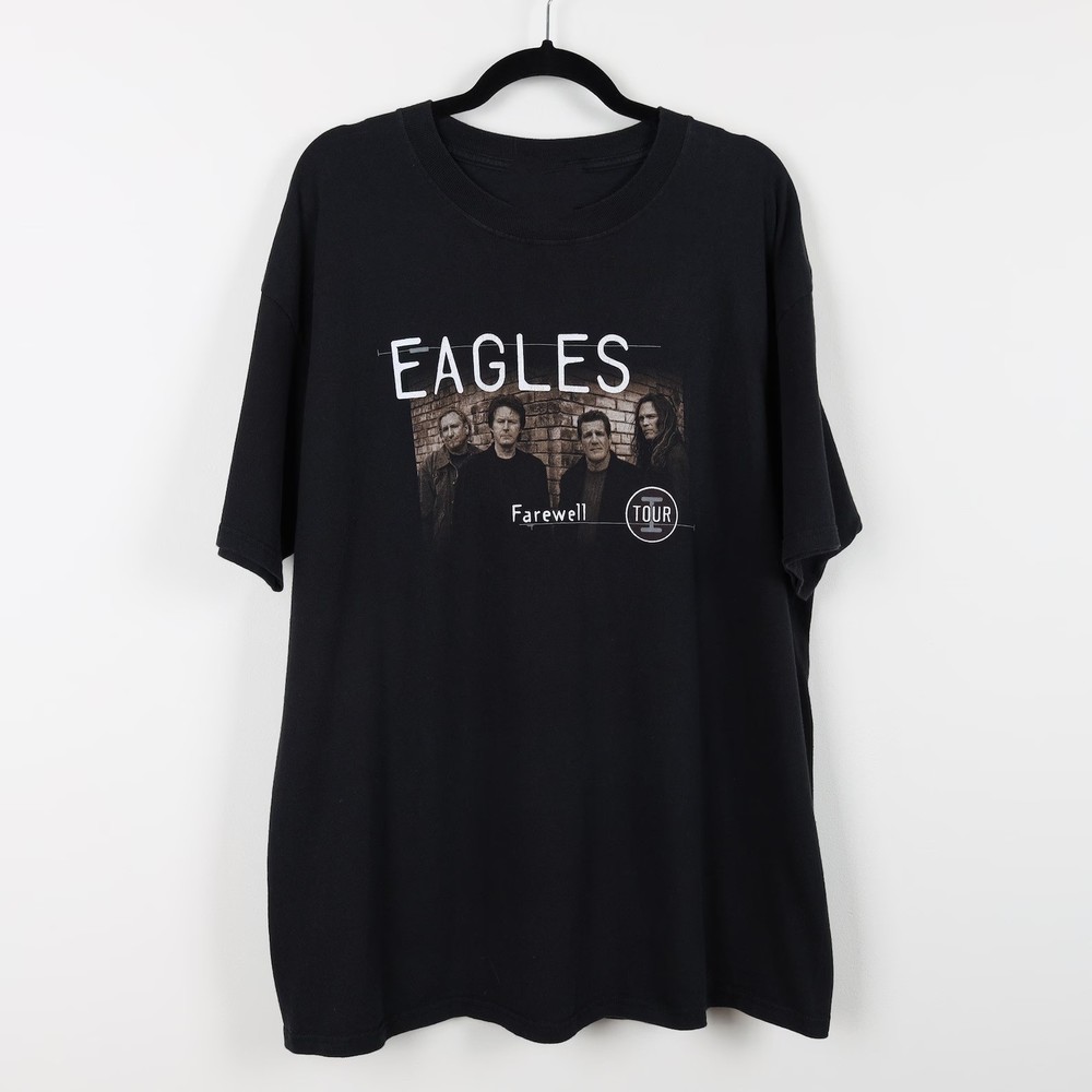 Vintage Y2K Eagles Farewell Tour 2005 Black Graphic  T-Shirt